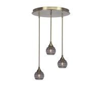 Empire 3 Light Cluster Pendalier In New Age Brass Finish With 6