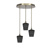 Empire 3 Light Cluster Pendalier In New Age Brass Finish With 6