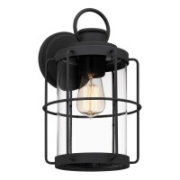 Tawson Cain Outdoor Wall 1-Lights Exterior Wall Lantern Fixtures With Clear Glass Shade Cylinder, Matte Black Wall Sconce, Weather Resistant For For Entryway, Doorway, Corridor, Bulbs Not Included