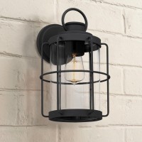 Tawson Cain Outdoor Wall 1-Lights Exterior Wall Lantern Fixtures With Clear Glass Shade Cylinder, Matte Black Wall Sconce, Weather Resistant For For Entryway, Doorway, Corridor, Bulbs Not Included