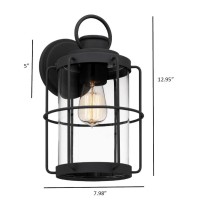 Tawson Cain Outdoor Wall 1-Lights Exterior Wall Lantern Fixtures With Clear Glass Shade Cylinder, Matte Black Wall Sconce, Weather Resistant For For Entryway, Doorway, Corridor, Bulbs Not Included