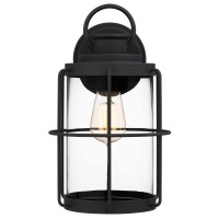 Tawson Cain Outdoor Wall 1-Lights Exterior Wall Lantern Fixtures With Clear Glass Shade Cylinder, Matte Black Wall Sconce, Weather Resistant For For Entryway, Doorway, Corridor, Bulbs Not Included