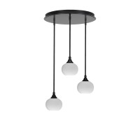 Empire 3 Light Cluster Pendalier In Matte Black Finish With 7