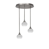 Empire 3 Light Cluster Pendalier In Brushed Nickel Finish With 7