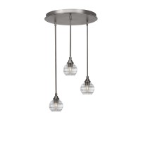 Empire 3 Light Cluster Pendalier In Brushed Nickel Finish With 6