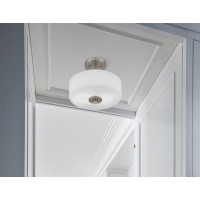 Tawson Abra 2-Light Semi Flush Mount Light With Etched Glass In Drump Shade Brushed Finish For Hallway, Entryway, Passway, Dining Room, Bedroom, Garage, Kitchen Island, Balcony, Bulbs Not Included