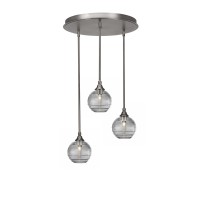 Empire 3 Light Cluster Pendalier In Brushed Nickel Finish With 10