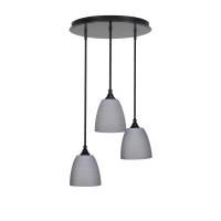 Empire 3 Light Cluster Pendalier In Matte Black Finish With 8