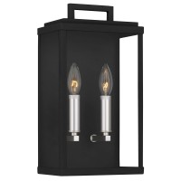 Tawson Eva Outdoor Wall 2-Lights Exterior Wall Lantern Fixtures With Clear Glass Shade, Matte Black Wall Sconce, Weather Resistant For For Entryway, Doorway, Corridor, Balcony And Porch