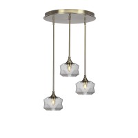 Empire 3 Light Cluster Pendalier In New Age Brass Finish With 8.75