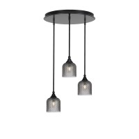 Empire 3 Light Cluster Pendalier In Matte Black Finish With 7