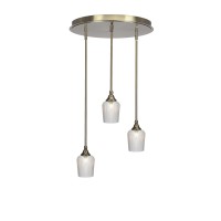 Empire 3 Light Cluster Pendalier In New Age Brass Finish With 9