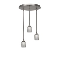 Empire 3 Light Cluster Pendalier In Brushed Nickel Finish With 9