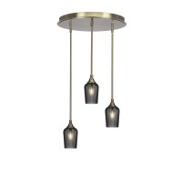 Empire 3 Light Cluster Pendalier In New Age Brass Finish With 5