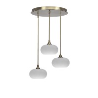 Empire 3 Light Cluster Pendalier In New Age Brass Finish With 10