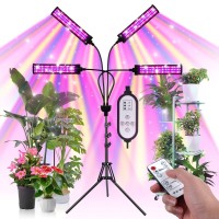 Upgraded Grow Lights For Indoor Plants, 200W 432 Leds Full Spectrum Plant Grow Light With 60 Inch Extendable Tripod Stand, Dual Controllers, Auto On/Off Timing Function Plant Light For Various Plants