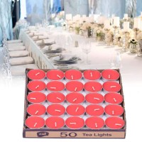 Tea Light Candles, 50Pcs Aluminum Alloy Shelled Round Candles, Smokeless Scented Candles, Decorative Candles Romantic Marriage Proposal Tool For Wedding Holiday (Red)