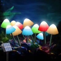 Outdoor Solar Garden Lights, Set Of 12 Mini Solar Mushroom Light Outdoor Waterproof Cute Mushroom Shaped Pathway Landscape Lights For Yard Patio Garden Party Wedding Festival Decoration Multicolor