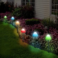 Outdoor Solar Garden Lights, Set Of 12 Mini Solar Mushroom Light Outdoor Waterproof Cute Mushroom Shaped Pathway Landscape Lights For Yard Patio Garden Party Wedding Festival Decoration Multicolor