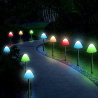 Outdoor Solar Garden Lights, Set Of 12 Mini Solar Mushroom Light Outdoor Waterproof Cute Mushroom Shaped Pathway Landscape Lights For Yard Patio Garden Party Wedding Festival Decoration Multicolor