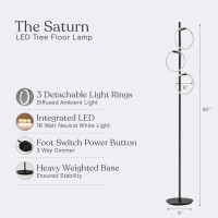 Brightech Saturn Led Tree Floor Lamp Unique Design Matches Modern And Contemporary Decor 3 Light Standing Pole Lamp Tall Li