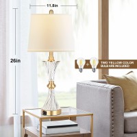 Touch Table Lamps For Bedroom Set Of 2 Modern Living Room 3 Way Dimmable Gold Glass Bedside Nightstand Lamp For End Table With 2 Usb Charging Port,2 Bulbs Included