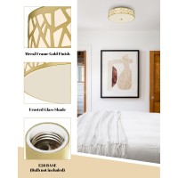 Vicnie 2Light Flush Mount Ceiling Light 12 Inch Modern Close To Ceiling Light Fixture With Gold Metal And Frosted Glass Shade