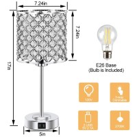 Gyrovu Crystal Table Lamp, Crystal Lamp Touch Control With 2 Usb Ports - 3 Way Dimmable Bedside Lamp With Bulbs, Crystal Nightstand Lamp Modern Light For Bedroom, Living Room, Bulb Included