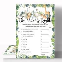 36 Safari Baby Shower Games Price Is Right, Jungle Baby Shower Games Card, Wild Animal Themed Baby Shower Decorations(5X7 Inches)