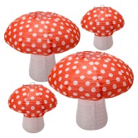 4Pcs Mushroom Shaped Paper Lanterns Windspeed Large For Nursery Garden Christmas Halloween Party Decoration 8 Inch 12 Inchora