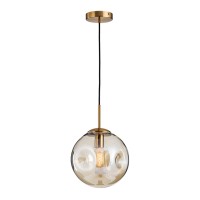 Brikey Glass Spherical Pendant Light,Gold Iron & Glass Globe Hanging Ceiling Lamp (9.8, Amber)