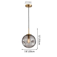 Brikey Glass Spherical Pendant Light,Gold Iron & Glass Globe Hanging Ceiling Lamp (9.8, Amber)