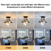 Qgiytp Industrial Semi Flush Mount Ceiling Light Fixture 3Light Matte Black And Gold Chandelier E26 Farmhouse Ceiling Lamp For