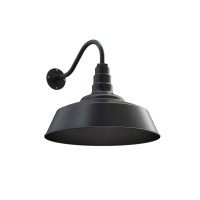 Steel Lighting Co. Redondo Barn Light | Outdoor Wall Mounted | 20 Inch Dome | 16 Inch Gooseneck | Large Farmhouse Warehouse Light Made In America | Matte Black Exterior/Matte Black Interior