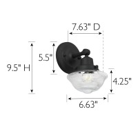 Design House 589127-Blk Schoolhouse Modern Industrial Farmhouse Wall Mount 1-Light Indoor Dimmable Clear Seedy Glass Sconce For Kitchen, Hallway, Bedroom, Foyer In Matte Black