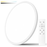 Moonsea 48W Dimmable Led Flush Mount Ceiling Light, 20 Inch Large Modern Round Ceiling Light With Remote Control, 3000K-6500K Selectable, Super Slim Flat Panel Lights For Kitchen Dining Room