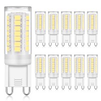 Yuiip G9 Led Bulbs 4W Daylight White 6000K, 40W Halogen Bulb Equivalent, Ac110V-130V G9 Bi-Pin Ceramic Base Led Light Bulbs, Non-Dimmable 10-Pack