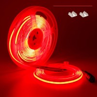 Yunbo 12V Cob Led Strip Light Red 164Ft Bright Dotless Self Adhesive High Density 480Ledsm Flexible Cuttable Indoor Use Ip20 L