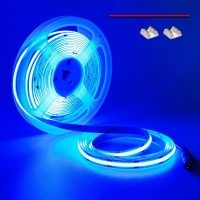 Yunbo 12V Cob Led Strip Light Blue 164Ft Bright Dotless Self Adhesive High Density 480Ledsm Flexible Cuttable Indoor Use Ip20