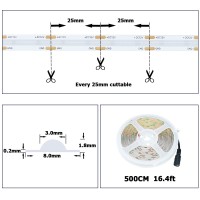 Yunbo 12V Cob Led Strip Light Blue 164Ft Bright Dotless Self Adhesive High Density 480Ledsm Flexible Cuttable Indoor Use Ip20