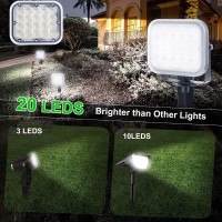 Crepow Solar Spot Lights Outdoor, 20 Led Ip65 Waterproof Solar Landscape Lights, Dusk-To-Dawn 6000K Cold White Solar Outdoor Lights For Yard Garden Driveway Porch Walkway, 2-In-1