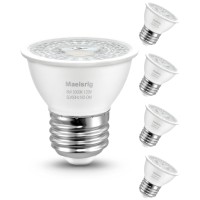 Maelsrlg Par16 Led Short Neck Recessed Spotlight Bulb, 6W(60W Equivalent) Curio Cabinet Light Bulb, Flicker-Free, 600 Lumens, Daylight 5000K, E26 Medium Base, Non-Dimmable, 4-Pack