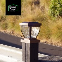 Home Zone Security Solar Post Cap Lights - Decorative Glass Led Outdoor 4X4 (3.5 X 3.5 In.) Post Lights, Bronze (2-Pack)