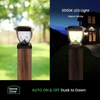 Home Zone Security Solar Post Cap Lights - Decorative Glass Led Outdoor 4X4 (3.5 X 3.5 In.) Post Lights, Bronze (2-Pack)