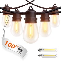 Addlon 100Ft2Pack50Ft Led Outdoor String Lights With 30 Edison Vintage Shatterproof Bulbs Commercial Grade Patio Lights Ip