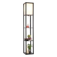 Vonluce Floor Lamp, Etagere Standing Lamp With 3 Storage Shelves And Fabric Shade For Living Room Bedroom Office Decor, 62