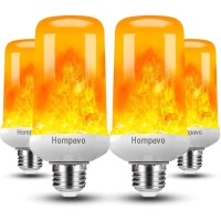 Hompavo ?Upgraded? Led Flame Light Bulbs, 4 Modes Flickering Light Bulbs With Upside Down Effect, E26/E27 Base Flame Bulb For Halloween, Christmas,Indoor And Outdoor Decoration (White-4 Pack)