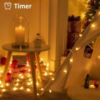 Koopower 20Ft String Lights With 50 Led Globe, Timer, Remote (Dimmable, 8 Program), Weather Resistant String With 5V Usb Plug, Warm White