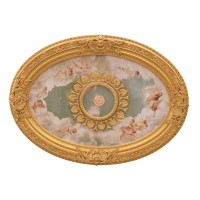 Cherubs Sky Oval Chandelier Ceiling Medallion 44In