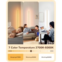 Edishine Led Corner Floor Lamp, Minimalist Dimmable Light With Remote, Standing Led 57.5 Inches Tall Lamp For Living Room, Bedroom, Home Office, 7 Color Temperature 2700~6000K (Gold)